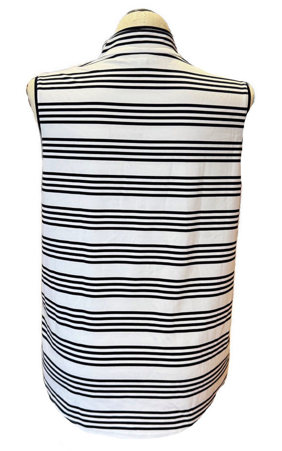 Chico's Navy & White Stripe Sleeveless Mock Top Size XL