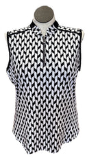 Tail White Label Women's Black & White Print Sleeveless Golf Top Size XXL-1
