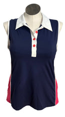 New Kinona Bump & Run Navy/Pink Sleeveless Golf Top Size XL MSP$114-1