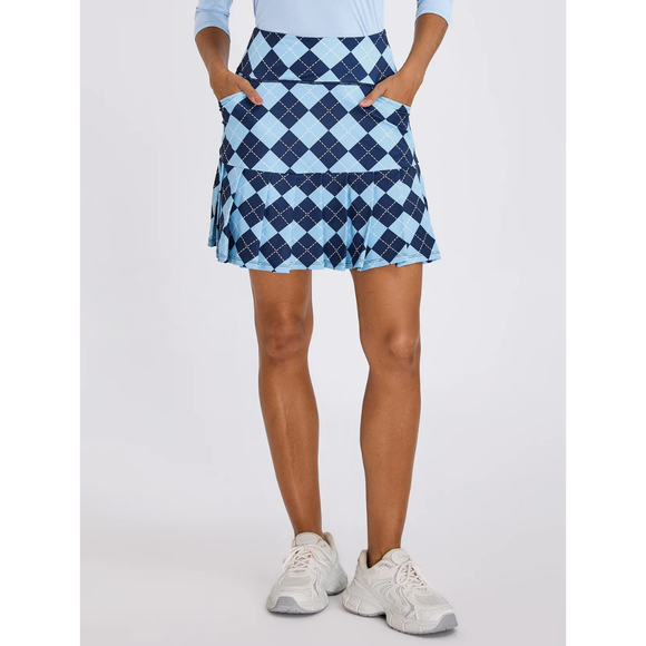 New Soneven Blue Checkerboard Pleated Active Skorts Size L