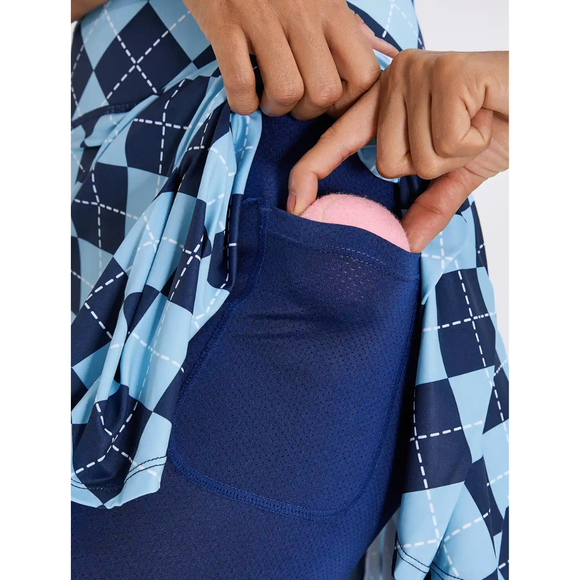 New Soneven Blue Checkerboard Pleated Active Skorts Size L