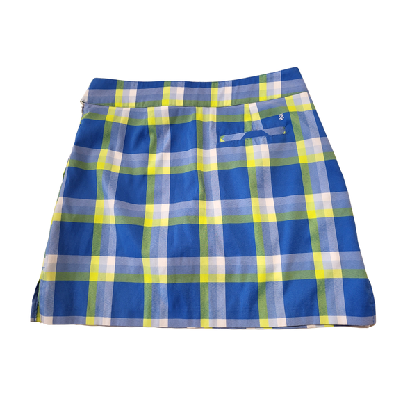 Women's Izod Blue/White/Yellow Plaid Golf Skort Size 2