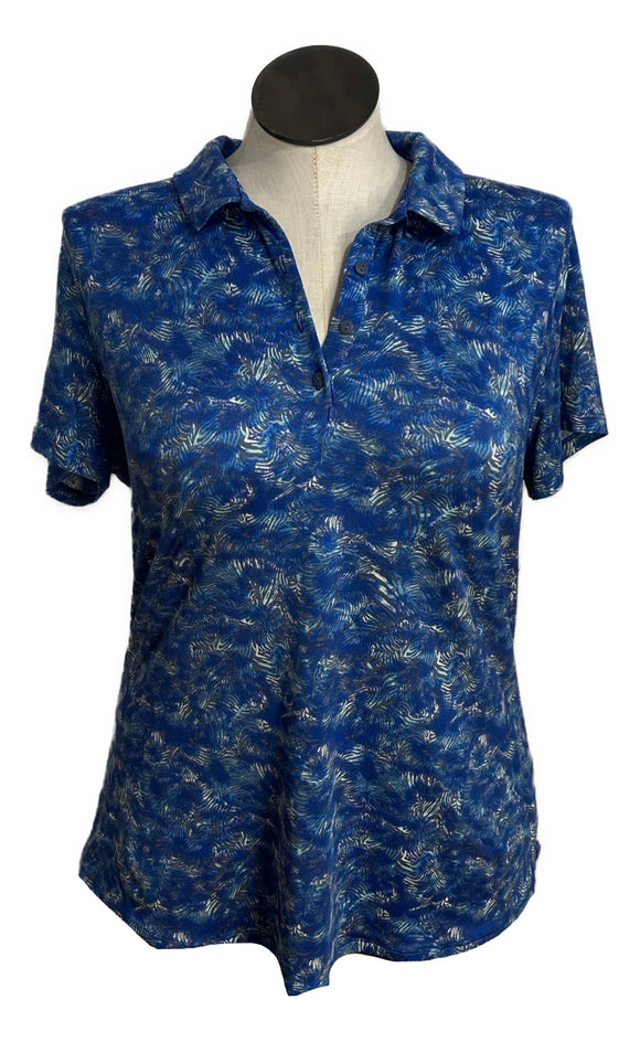 Under Armour Blue & Gray Print Golf Polo Size XL