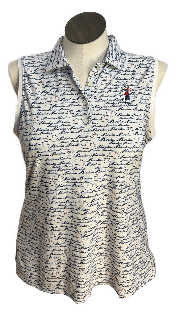 Peter Millar White 'Birdie' Sleeveless Polo w/ Logo Size XL