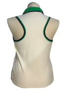 Kinona Women's White Sleeveless Golf Top w/Navy & Green Size L-2