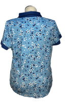 Sport Haley Women's Light & Dark Blue Print Short Sleeve Top w/Logo Size XXL-2