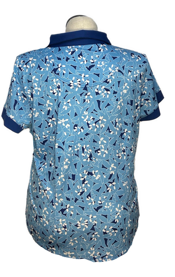 Sport Haley Women's Light & Dark Blue Print Short Sleeve Top w/Logo Size XXL