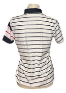 G/Fore Women's White & Navy Striped Golf Polo Size M MSP$110-2
