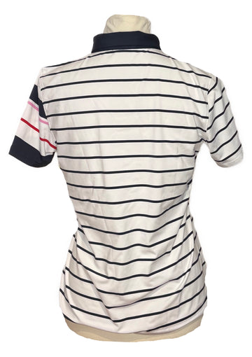 G/Fore Women's White & Navy Striped Golf Polo Size M MSP$110 - 0