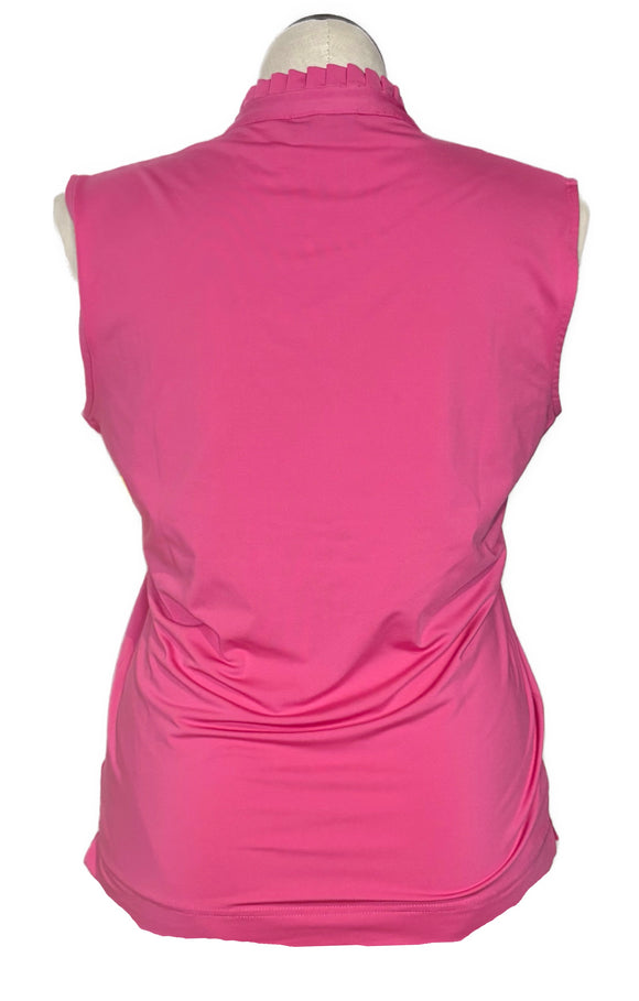 Daily Sports Pink Sleeveless Polo w/ Ruffle Collar Size XL