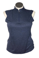 Greg Norman Navy Heather Sleeveless Mock Polo Size L-1