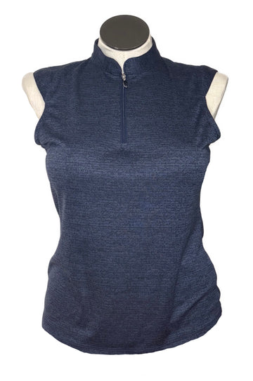 Greg Norman Navy Heather Sleeveless Mock Polo Size L