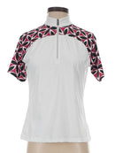 Tail Women's White Short Sleeve Golf Top w/ Maroon & Black Inserts Size S-1