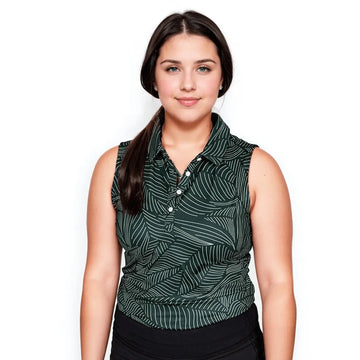 New Women's 2Putt Bermuda Leaf Sleeveless Golf Polo MSP$65
