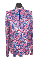 Jofit Pink Floral Camo Mock Pullover Size XL-1