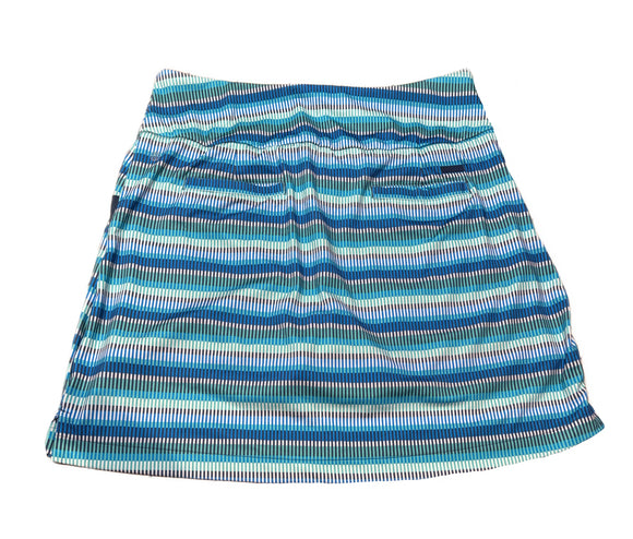 Adidas Navy, Blue & Aqua Woven Dash Print Skort Size L