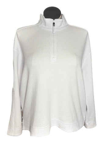 Ibkul White Textured Zip Pullover w/ Logo Size XXL MSP$110