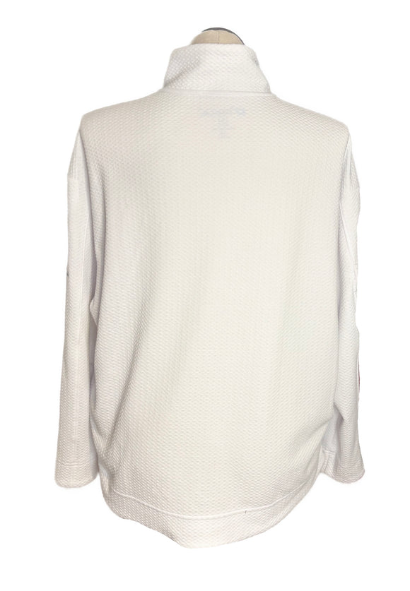 Ibkul White Textured Zip Pullover w/ Logo Size XXL MSP$110