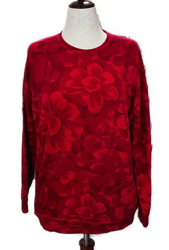 Athleta Women's Red Floral Crewneck Size S MSP$89