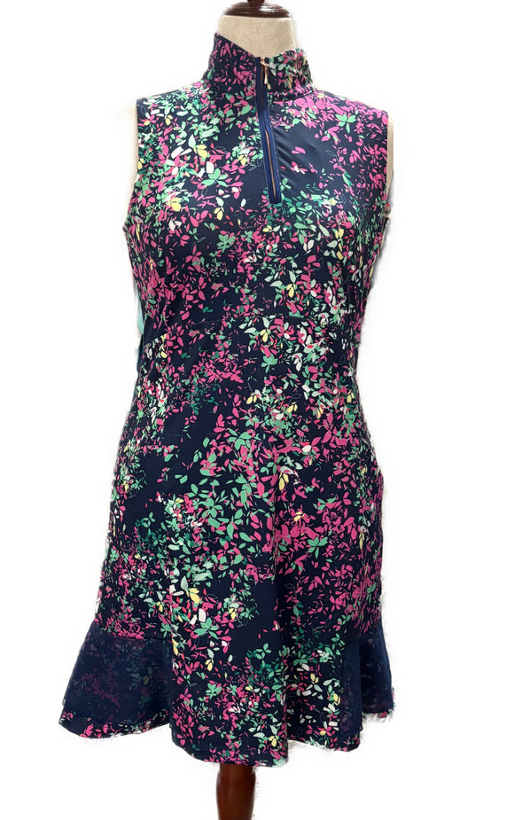 EP NY Navy, Pink & Green Foliage Women's Golf Dress Size M