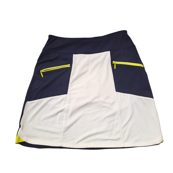 GGBlue Navy & White Colorblock Skort w. Yellow Zippers Size XS