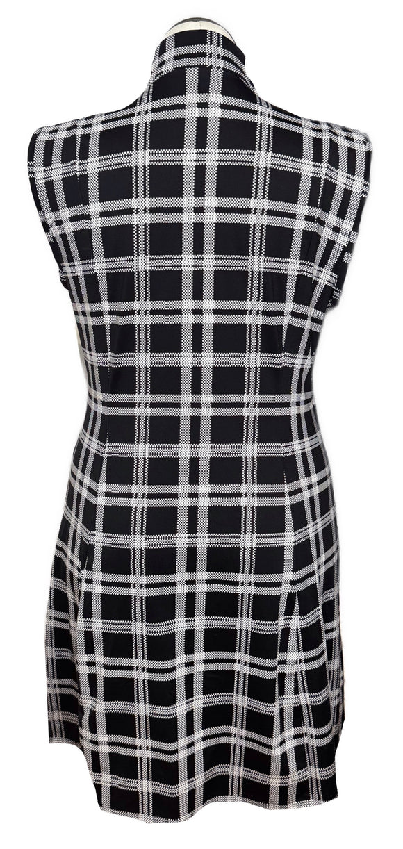 Kinona Black & White Plaid Dress w/ Hot Pink Peekaboo Size L MSP$159