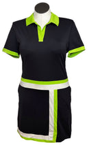 Kinona Black, White & Lime Green Short Sleeve Dress Size L MSP$159-1
