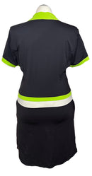 Kinona Black, White & Lime Green Short Sleeve Dress Size L MSP$159-2