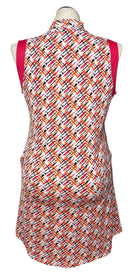 Sport Haley Orange, Pink & Black Crosshatch Print Dress Size L-2