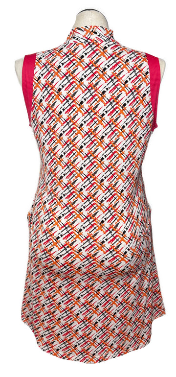 Sport Haley Orange, Pink & Black Crosshatch Print Dress Size L - 0