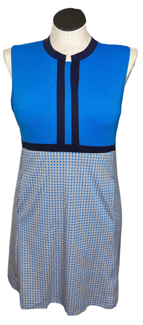 Kinona Blue Blocked Sleeveless Dress Size L MSP$159