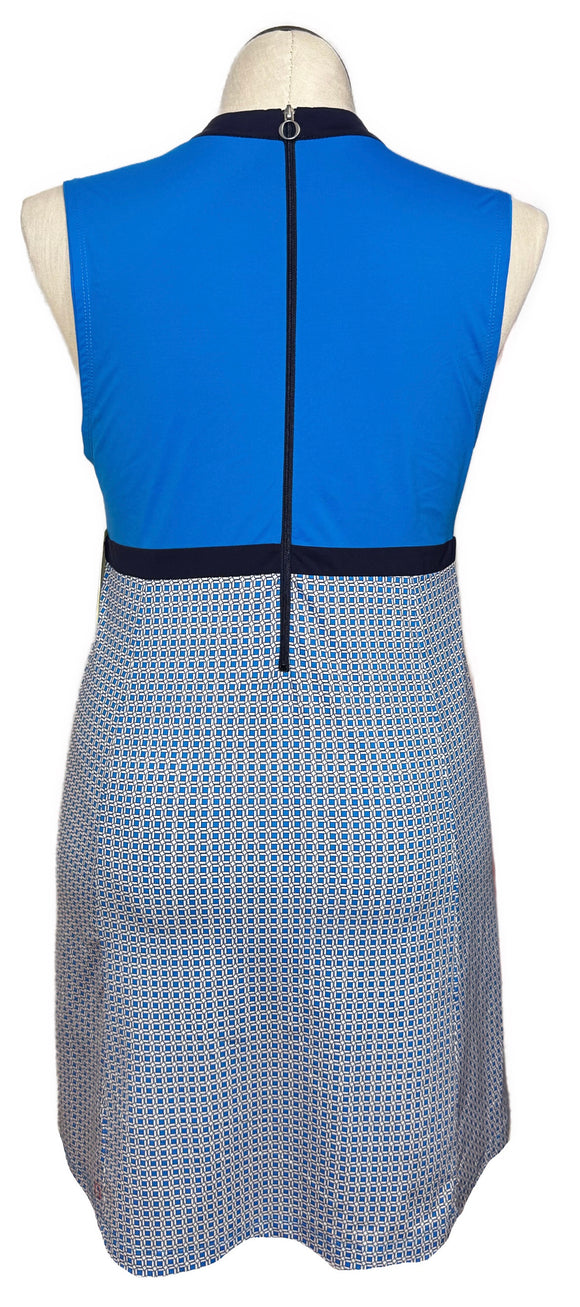 Kinona Blue Blocked Sleeveless Dress Size L MSP$159