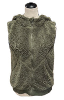 Zyia Active Women's Olive Hooded Sherpa Fleece Vest Size L-3