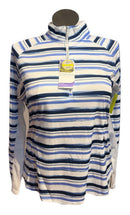 New Pebble Beach White, Navy & Blue Horizontal Stripe Sun Shirt Size XL-1