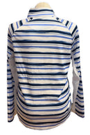 New Pebble Beach White, Navy & Blue Horizontal Stripe Sun Shirt Size XL-2