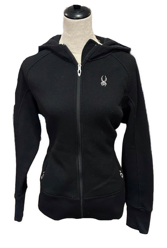 Spyder Women's Black Core Hooded Sweater Jacket Size L MSP$149