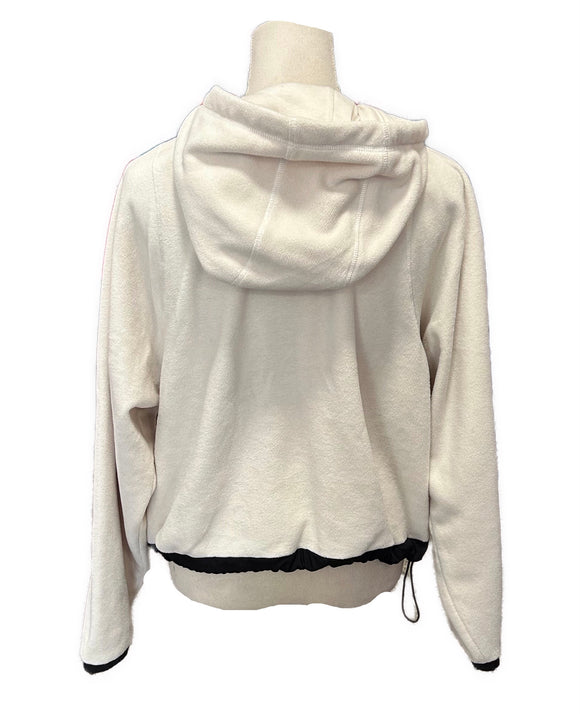 Mono B Ivory Hooded Fleece Crop Jacket Size M