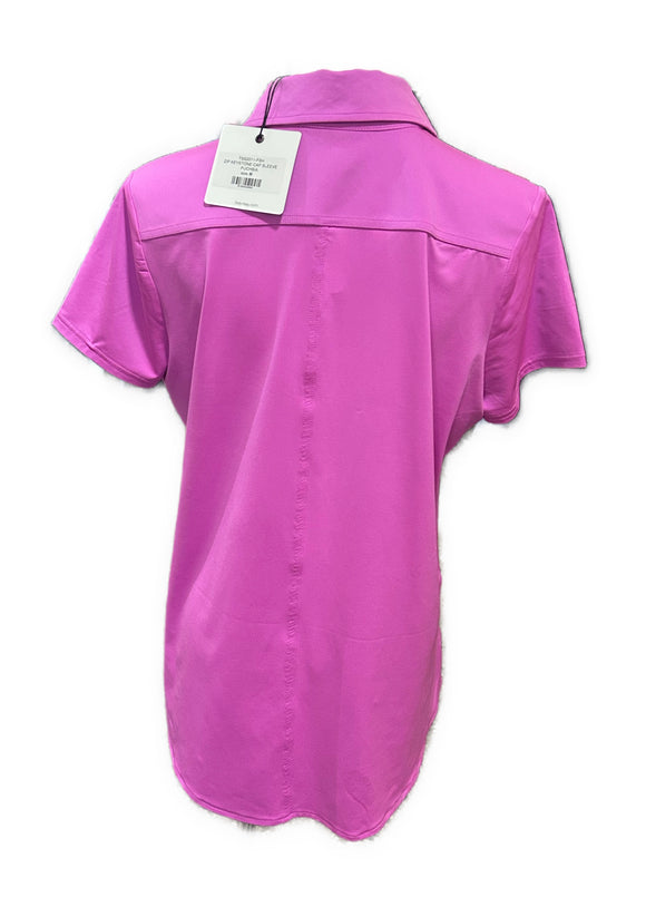 New Belyn Key Keystone Cap Sleeve Polo in Fuchsia Size M