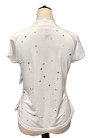 Jamie Sadock White & Silver Dotted Short Sleeve Golf Top Size M-2
