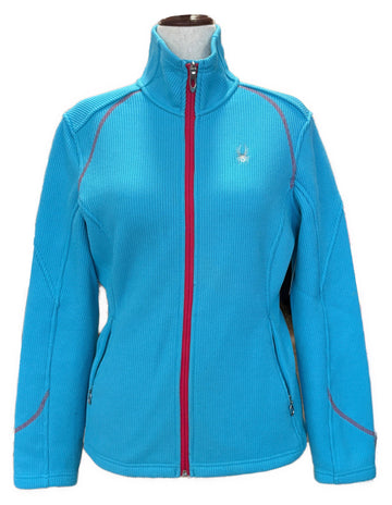 Spyder Women's Blue Waffleknit Full-zip Jacket w/Red Outlining Size L MSP$159