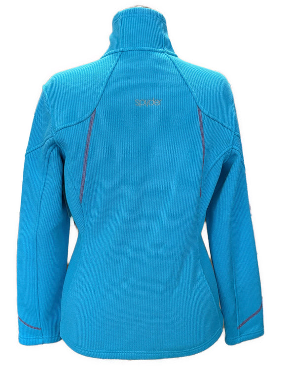 Spyder Women's Blue Waffleknit Full-zip Jacket w/Red Outlining Size L MSP$159
