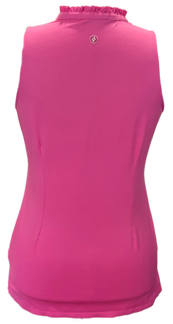 Jofit Women's Pink Sleeveless Golf Top w/Ruffled Collar Size M