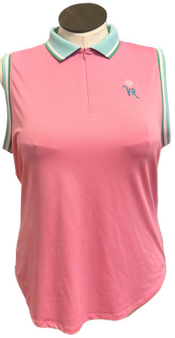 Sport Haley Pink, Green & Mint Sleeveless Polo w/ Logo Size XL