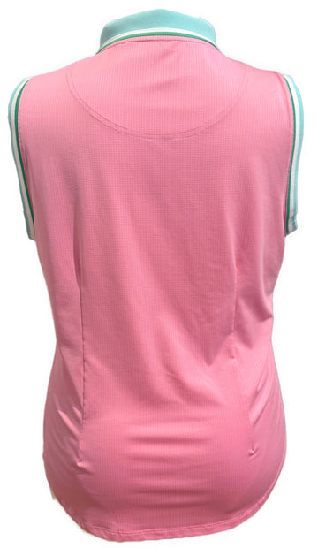 Sport Haley Pink, Green & Mint Sleeveless Polo w/ Logo Size XL - 0