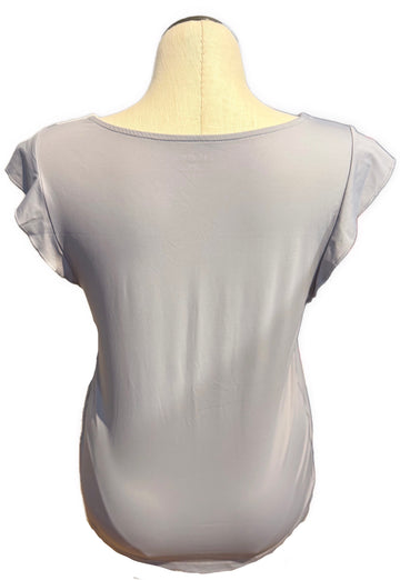 Kinona Gray, Navy & White Cap Sleeve Top Size L - 0