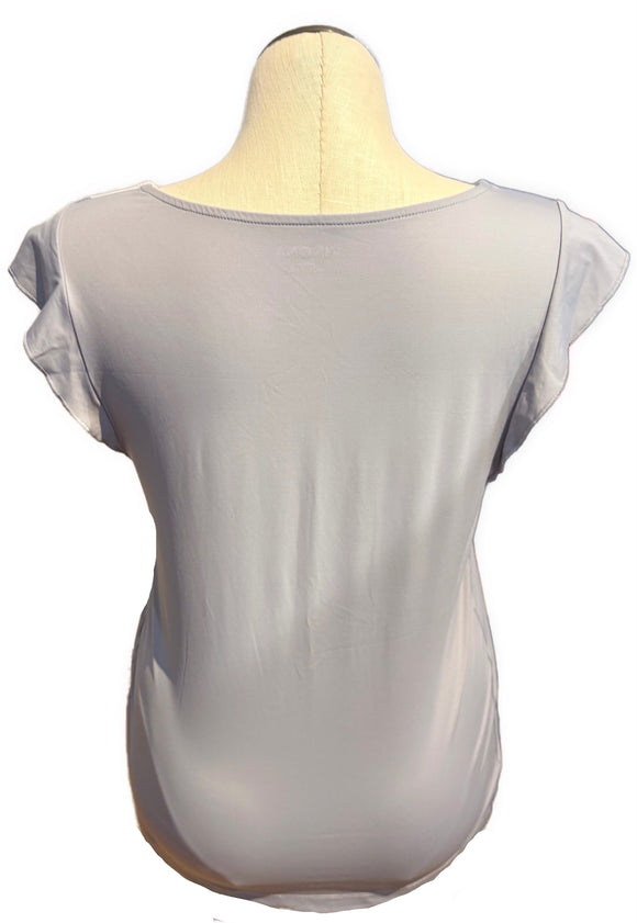 Kinona Gray, Navy & White Cap Sleeve Top Size L