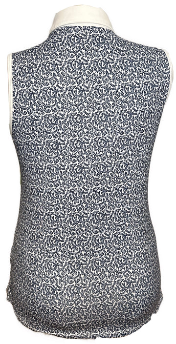 Puma Women's White & Navy Vine Patterned Sleeveless Golf Top Size M - 0