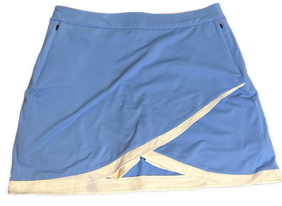 New Peter Millar Light Blue Golf Skort w/White Piping Size L MSP$99