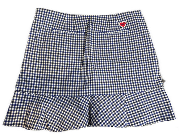 Polo Golf Ralph Lauren Women's Black & Navy Gingham Ruffled Golf Skort Size 10