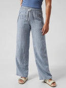 New Athleta Women's Light Blue Cabo Linen Wide Leg Pant Size 12 MSP$79-1